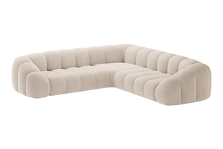 Canapé d’angle Lyna - Beige - 5 places - En tissu velours