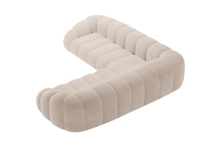 Canapé d’angle Lyna - Beige - 5 places - En tissu velours