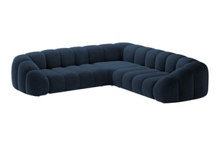 Canapé d’angle Lyna - Bleu roi - 5 places - En tissu velours