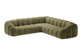 Canapé d’angle Lyna - Vert - 5 places - En tissu velours