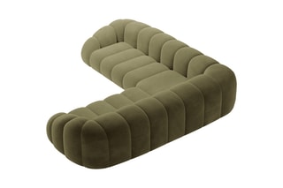 Canapé d’angle Lyna - Vert - 5 places - En tissu velours
