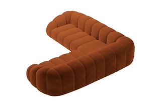 Canapé d’angle Lyna - Rouge brique - 5 places - En tissu velours