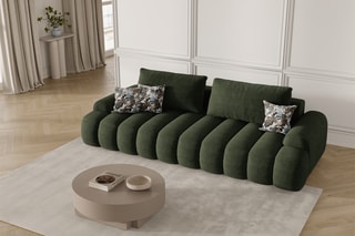 Canapé convertible Simona - Vert - 4 places - En polyester