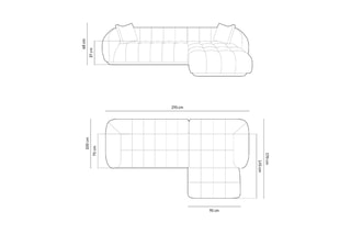 Canapé d’angle droit modulaire Julia - Rouge brique - 3 places - En tissu structurel