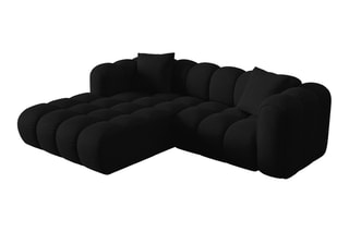Canapé d'angle gauche modulable Elise - Noir - 3 places - En tissu chenille