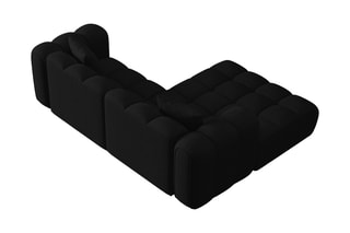 Canapé d'angle gauche modulable Elise - Noir - 3 places - En tissu chenille