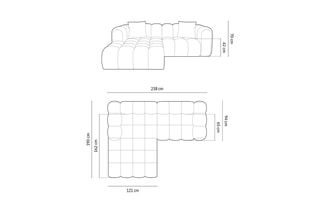 Canapé d'angle gauche modulable Elise - Noir - 3 places - En tissu chenille