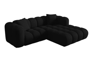 Canapé d’angle droit modulaire Elise - Noir - 3 places - En tissu chenille
