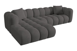Canapé d'angle gauche modulable Elise - Gris - 4 places - En tissu chenille