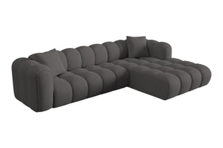 Canapé d'angle droit modulable Elise - Gris - 4 places - En tissu chenille