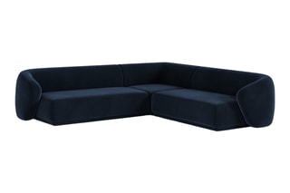 Canapé d'angle symétrique Louis - Bleu roi - 5 places - En tissu velours