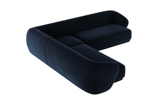 Canapé d'angle symétrique Louis - Bleu roi - 5 places - En tissu velours