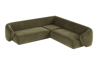 Canapé d'angle symétrique Louis - Vert foncé - 5 places - En tissu velours