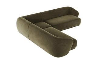 Canapé d'angle symétrique Louis - Vert foncé - 5 places - En tissu velours