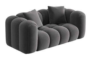 Canapé Elise - Gris foncé - 2 places - En tissu velours