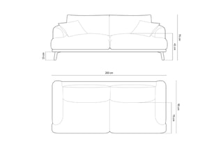 Canapé Margot - Beige - 3 places - Toucher velours