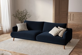 Canapé Margot - Bleu roi - 3 places - Toucher velours