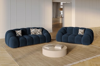 Canapé Lyna - Bleu roi - 3 places - En tissu velours