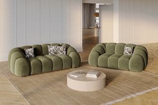 Canapé Lyna - Vert - 3 places - En tissu velours