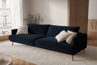 Canapé Margot - Bleu roi - 4 places - Toucher velours