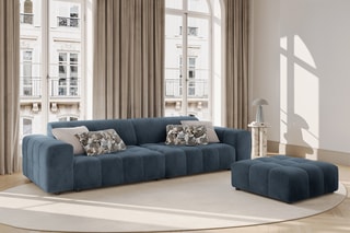 Canapé Luc - Bleu foncé - 4 places - En tissu structurel
