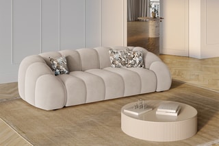 Canapé Lyna - Beige - 4 places - En tissu velours