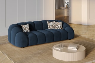 Canapé Lyna - Bleu roi - 4 places - En tissu velours