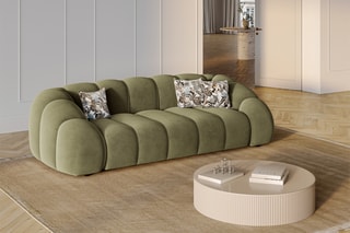 Canapé Lyna - Vert - 4 places - En tissu velours