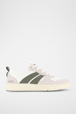 Leren Sneakers Pallacup - Lichtgrijs en Kaki