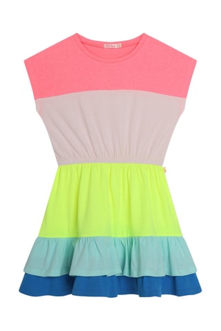 Vestido com folhos - Rosa e amarelo