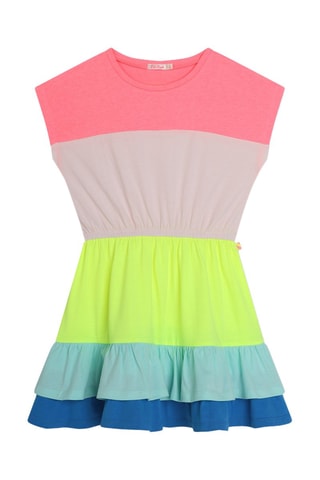Vestido com folhos - Rosa e amarelo