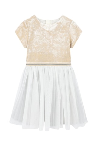 Vestido bi-matéria - Dourado - Billieblush