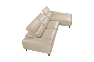 Canapé d'angle droit en cuir - 
Beige