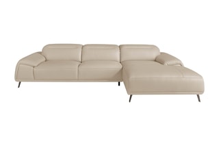 Canapé d'angle droit en cuir - 
Beige