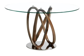 Table à manger en verre et frêne massif - 120 x 78 x 120 cm