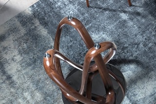 Table à manger en verre et frêne massif - 120 x 78 x 120 cm