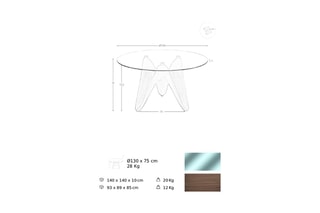 Table à manger - 130 x 75 x 130 cm