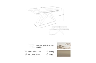 Table extensible - 180-240 x 76 x 90 cm