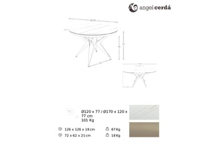 Table à manger - 120 x 120 x 77 cm