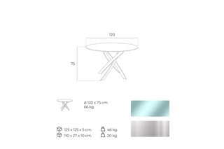 Table à manger - 120 x 75 x 120 cm