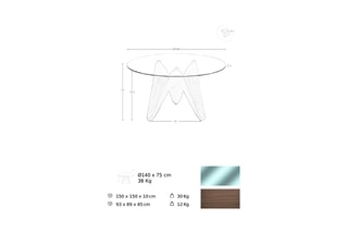 Table à manger - 140 x 75 x 140 cm