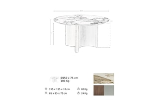 Table à manger - 150 x 75 x 150 cm