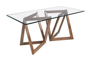 Table à manger en verre et frêne - 180 x 75 x 90 cm