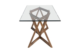 Table à manger en verre et frêne - 180 x 75 x 90 cm