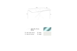 Table à manger en verre - 140 x 75 x 95 cm