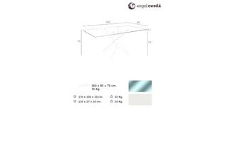 Table à manger en verre - 160 x 75 x 95 cm