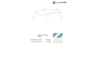 Table à manger en verre - 180 x 75 x 95 cm