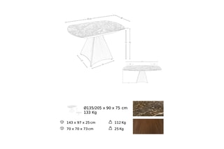 Table à manger extensible - 135 x 75 x 90 cm