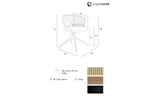Chaise - Marron foncé et naturel
