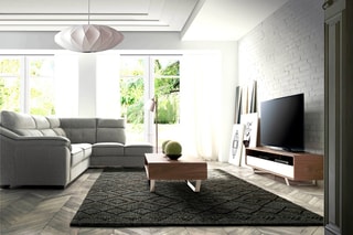 Meuble TV 2 tiroirs - Naturel et blanc
